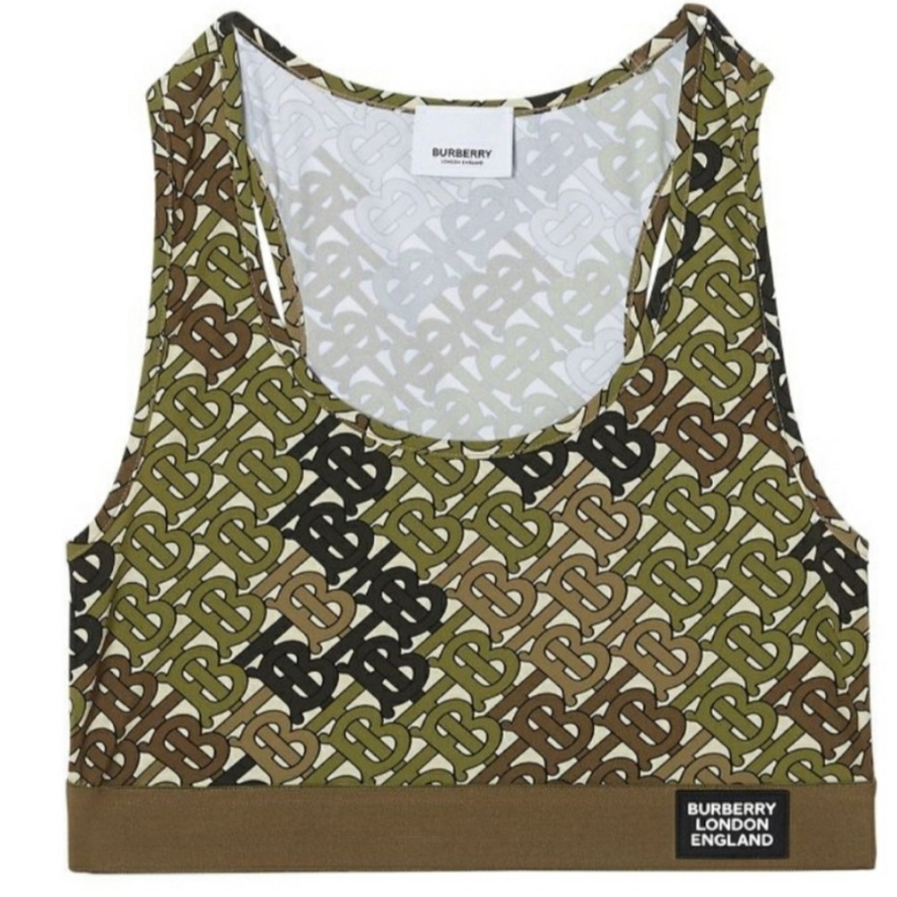 BURBERRY Monogram Print Stretch Jersey Bra Top